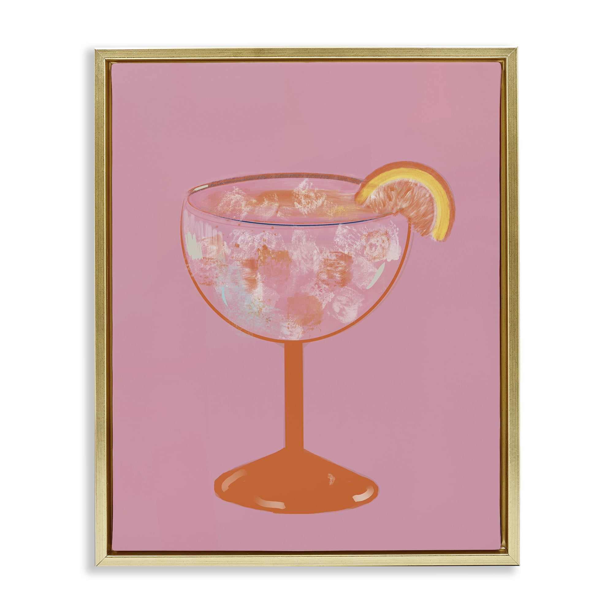 Stupell Industries Paloma Glass over Pink Gold Framed Floater Canvas Wall Art, design by Robin Maria