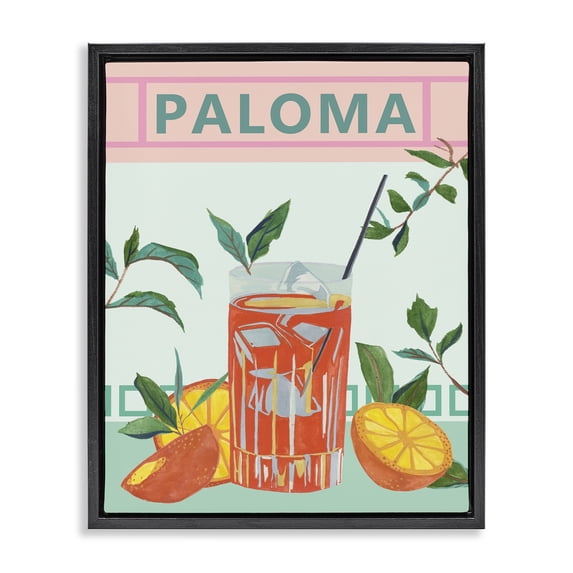 Stupell Industries Modern Paloma Tropical Cocktail Black Floating Frame Canvas Art, 17 x 21, by Melissa Wang