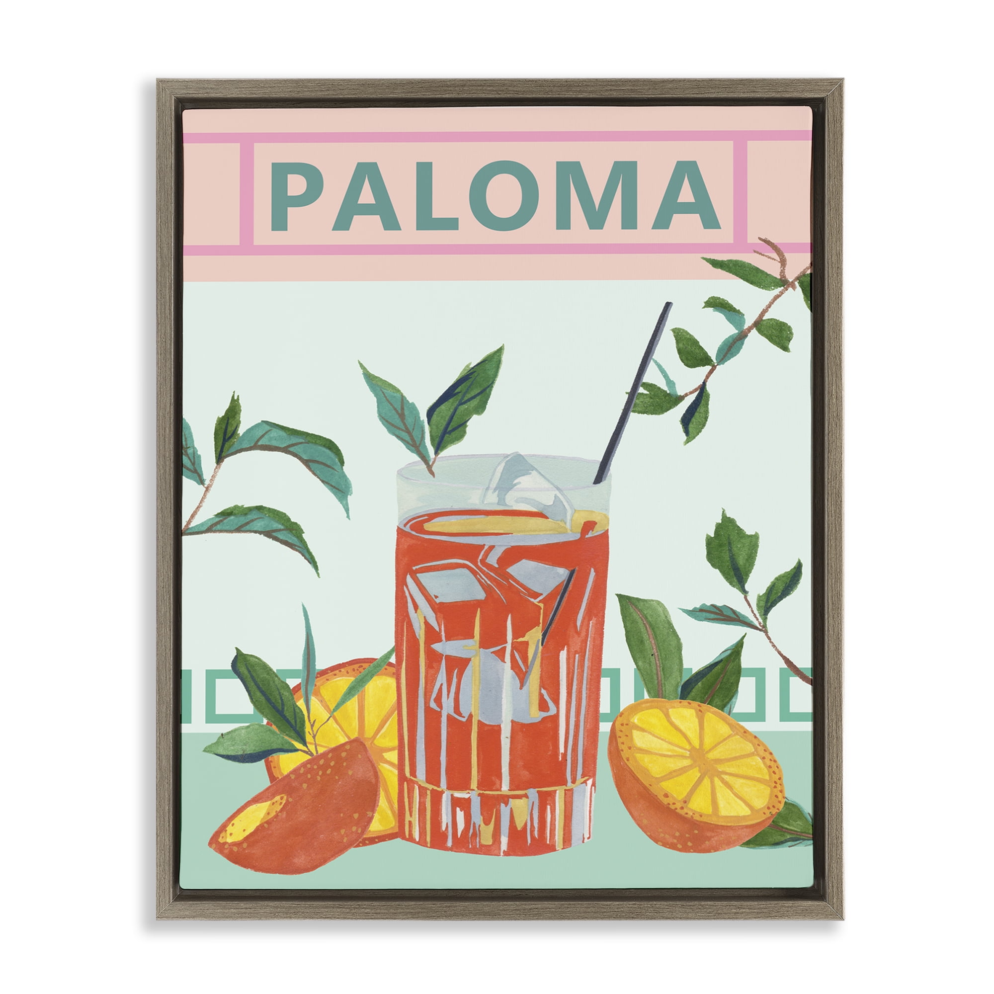 Stupell Industries Paloma Tropical Cocktail Food & Beverage Painting Brown Floater Framed Canvas Art Print Wall Art, 25 x 31