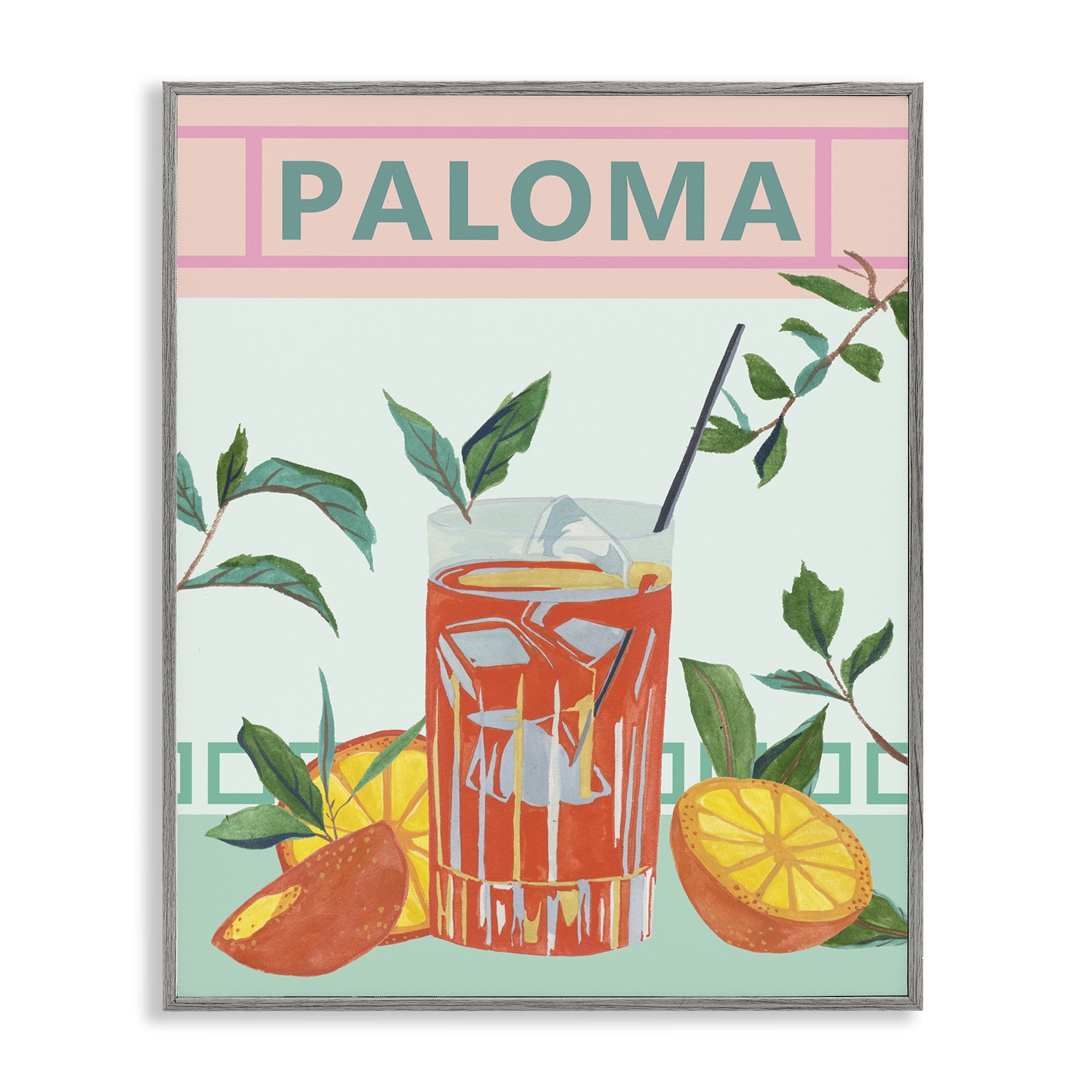 Stupell Industries Paloma Tropical Cocktail Food & Beverage Painting Gray Framed Art Print Wall Art, 16 x 20
