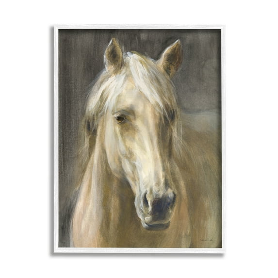 Stupell Industries Palomino Horse Portrait Animals & Insects Painting White Framed Art Print Wall Art, 16 x 20