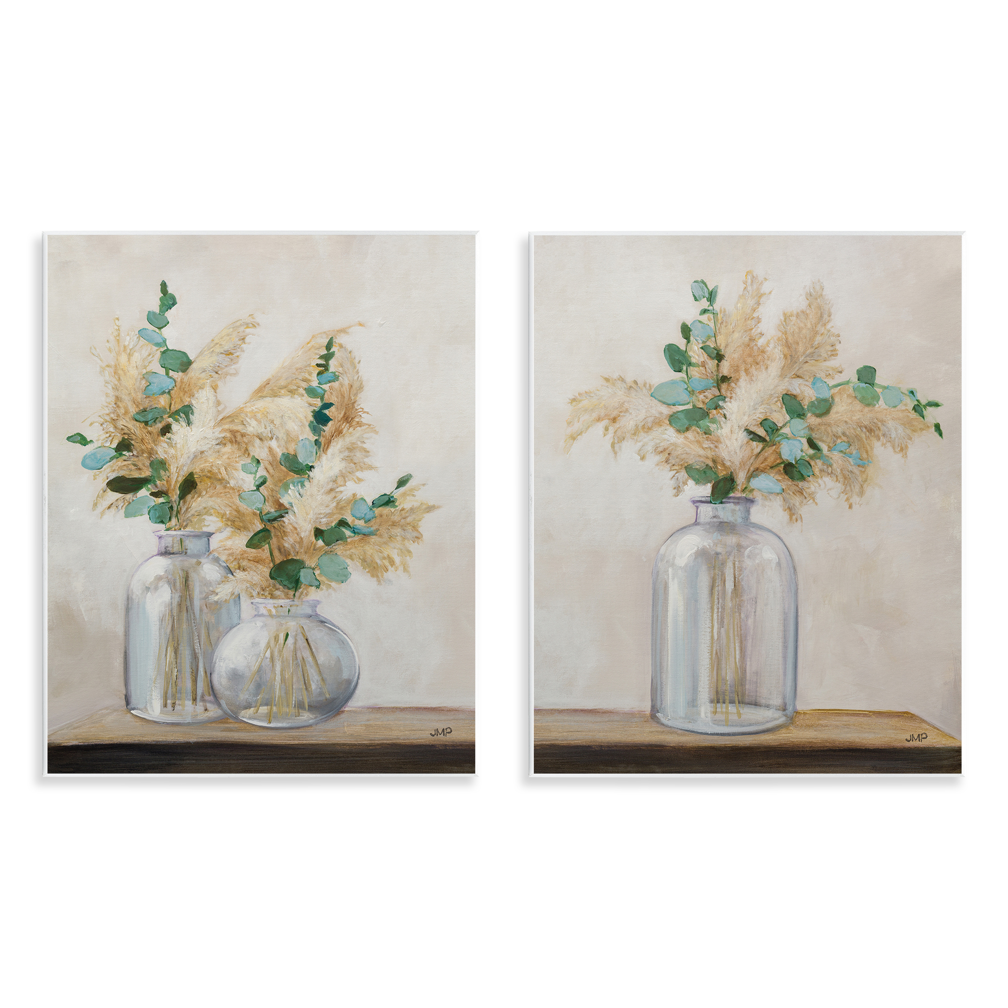 Stupell Industries Pampas Eucalyptus Bouquet Plants & Flowers Painting Unframed Art Print Wall Art, 11 x 14, Set of 2