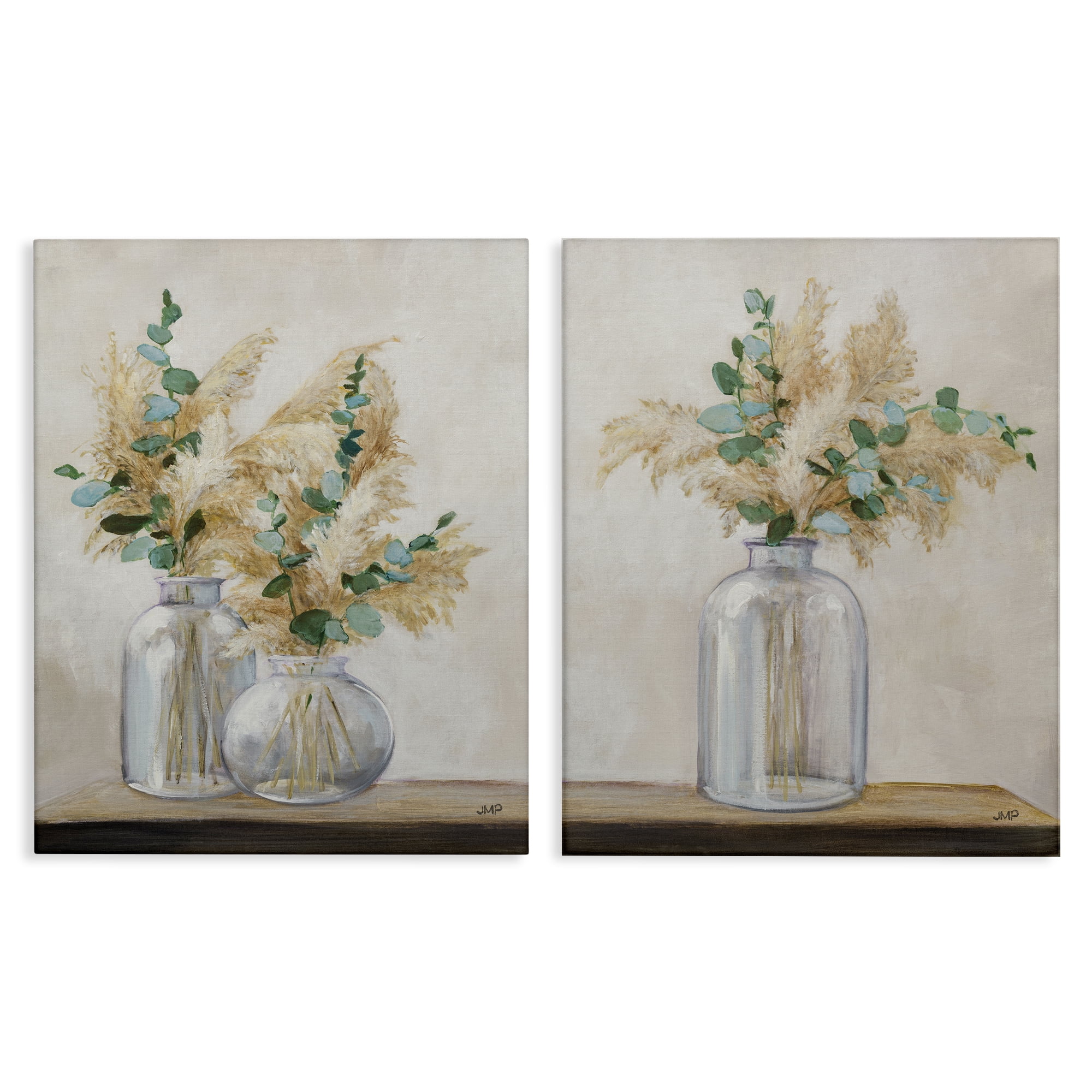 Stupell Industries Pampas Eucalyptus Bouquet Plants & Flowers Painting Wrapped Canvas Art Print Wall Art, 16 x 20, Set of 2