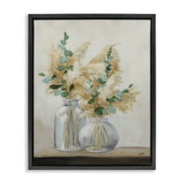 Stupell Industries Pampas & Herbs Vase Botanical & Floral Painting Black Floater Framed Art Print Wall Art, 17 x 21