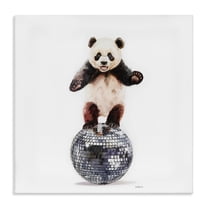 Stupell Industries Panda Balancing on Disco Ball Animals Painting Wrapped Canvas Canvas Art Print Wall Art, 17 x 17
