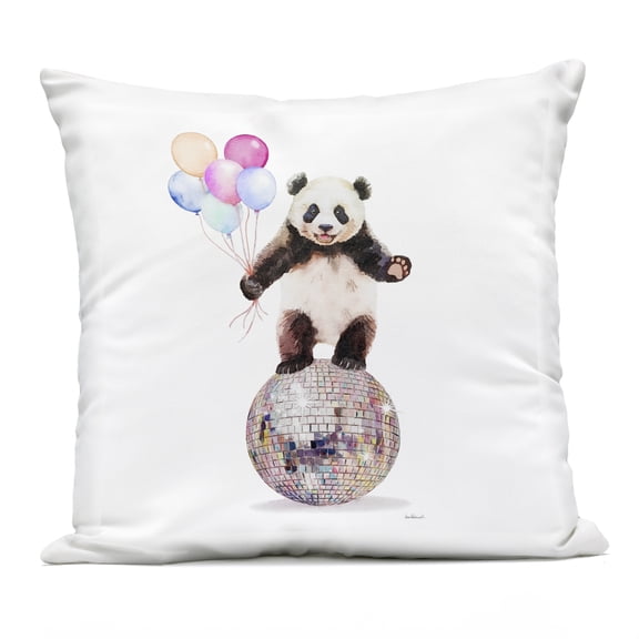 Stupell Industries Panda & Balloons Disco Design by Amanda Greenwood Outdoor Printed Pillow