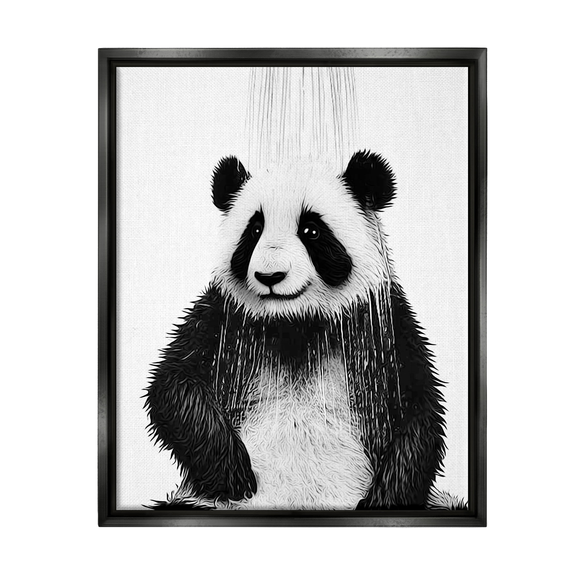 Stupell Industries Panda Bathroom Splash Animals & Insects Painting Black Floater Framed Canvas Art Print Wall Art, 17 x 21