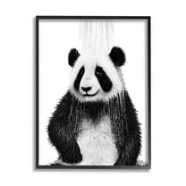 Stupell Industries Panda Bathroom Splash Animals & Insects Painting Black Framed Art Print Wall Art, 11 x 14