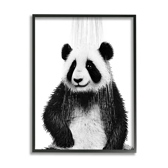 Stupell Industries Panda Bathroom Splash Animals & Insects Painting Black Framed Art Print Wall Art, 24 x 30