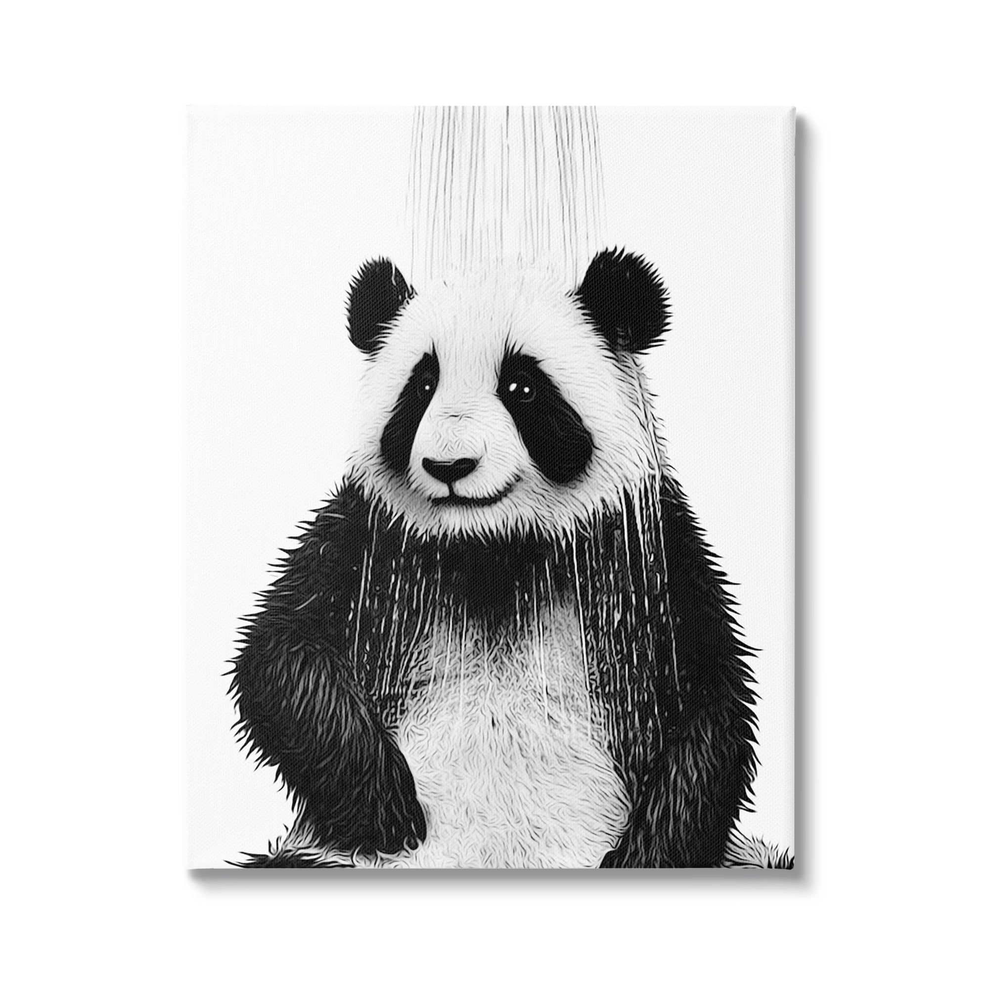 Stupell Industries Panda Bathroom Splash Animals & Insects Painting Gallery Wrapped Canvas Art Print Wall Art, 30 x 40