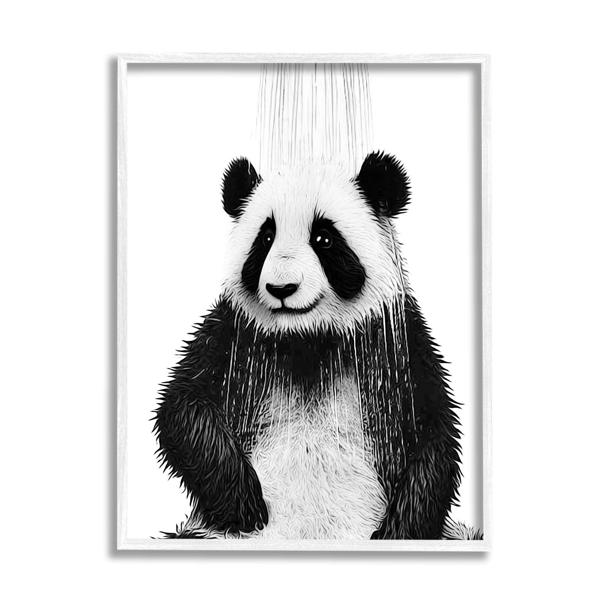 Stupell Industries Panda Bathroom Splash Animals & Insects Painting White Framed Art Print Wall Art, 16 x 20