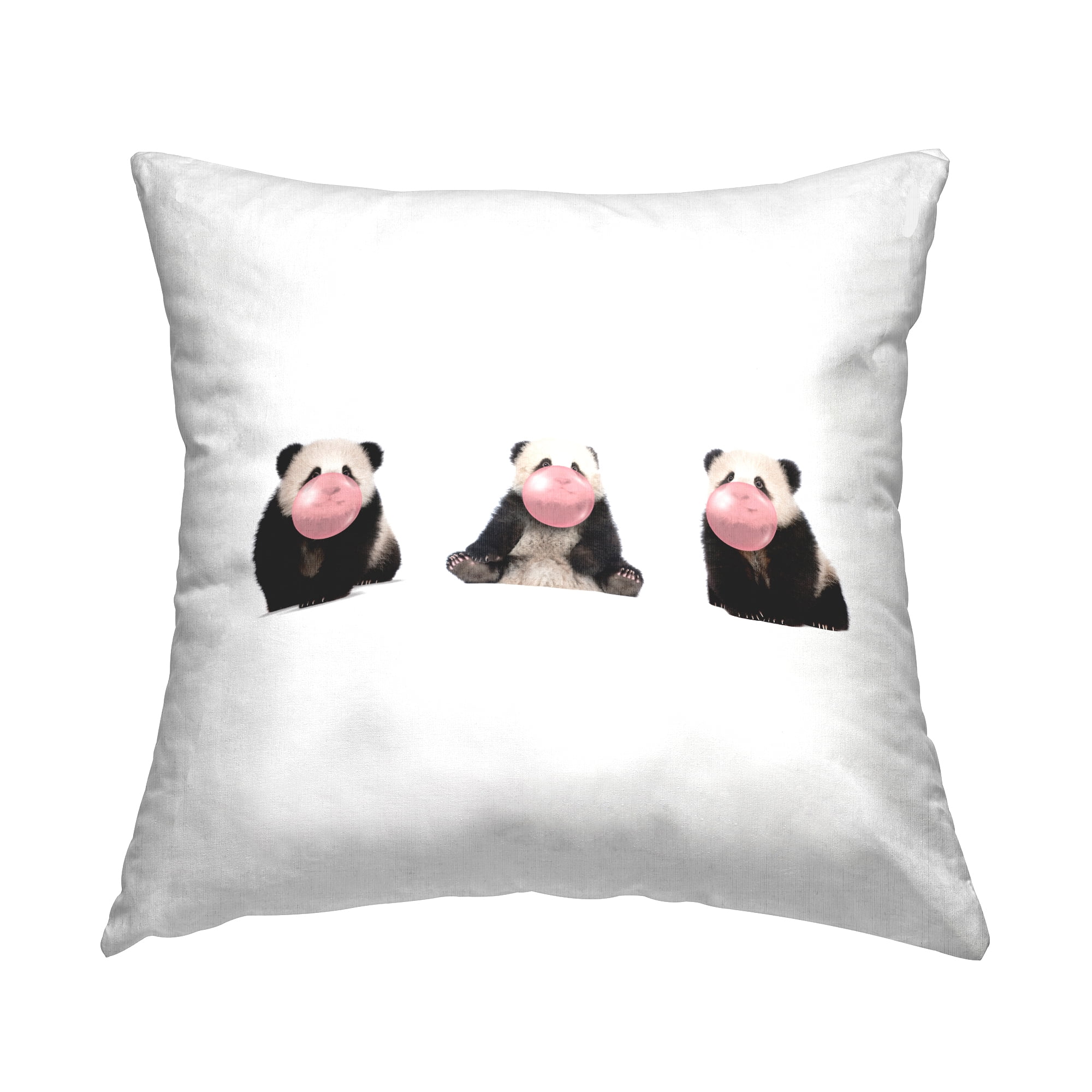 Stupell Industries Panda Bear Cub Bubblegum Square Decorative Printed Throw Pillow Design By Emma P, 18 x 18