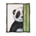 thumbnail image 1 of Stupell Industries Panda Bear Peering Around Bamboo Smiling Animal Painting Luster Gray Floating Framed Canvas Print Wall Art, Design by George Dyachenko, 1 of 9