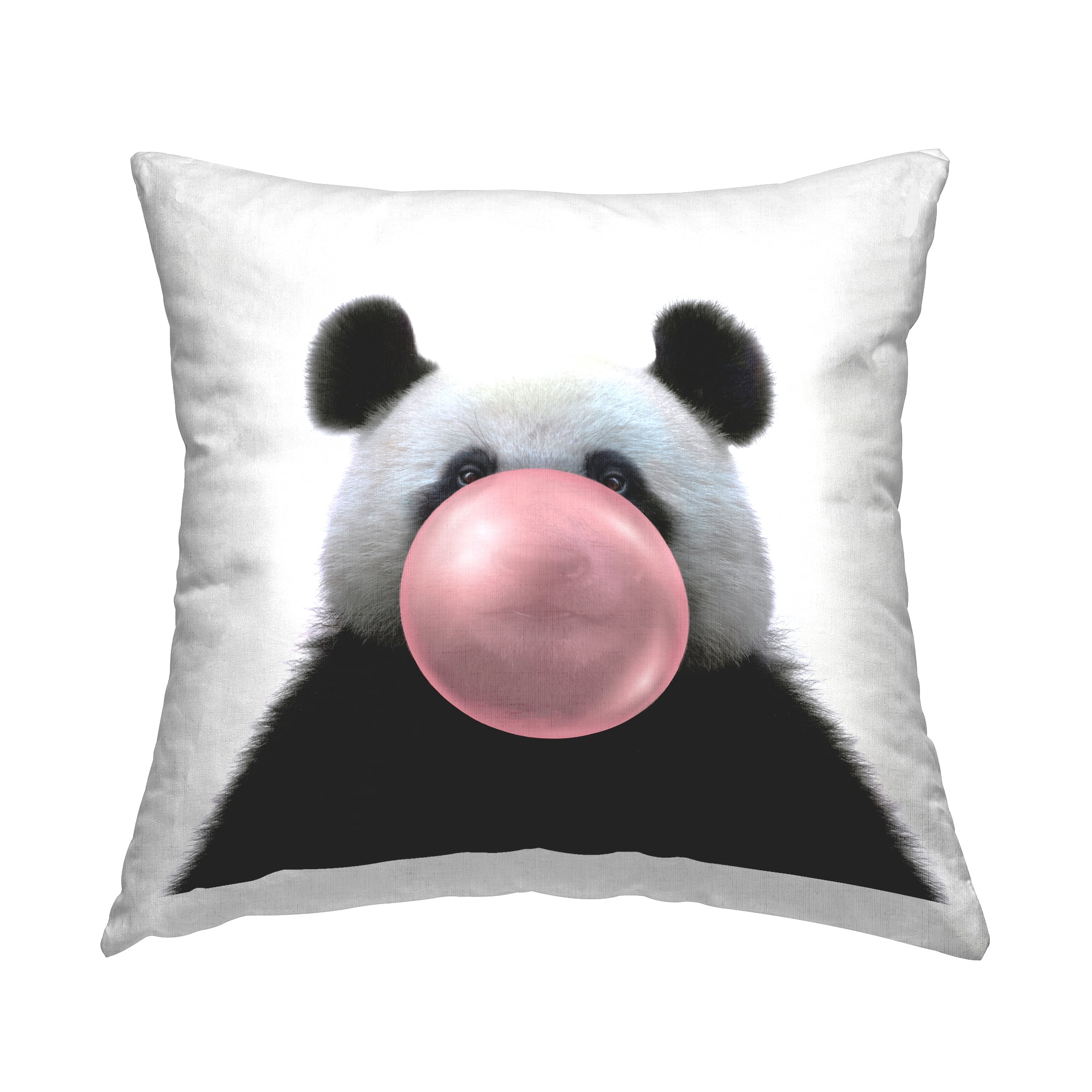 Stupell Industries Panda Bear Pink Bubblegum Square Decorative Printed Throw Pillow Design By Emma P, 18 x 18