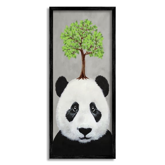 Stupell Industries Panda Bear & Tree Nature Portrait Animals & Insects Painting Black Framed Art Print Wall Art