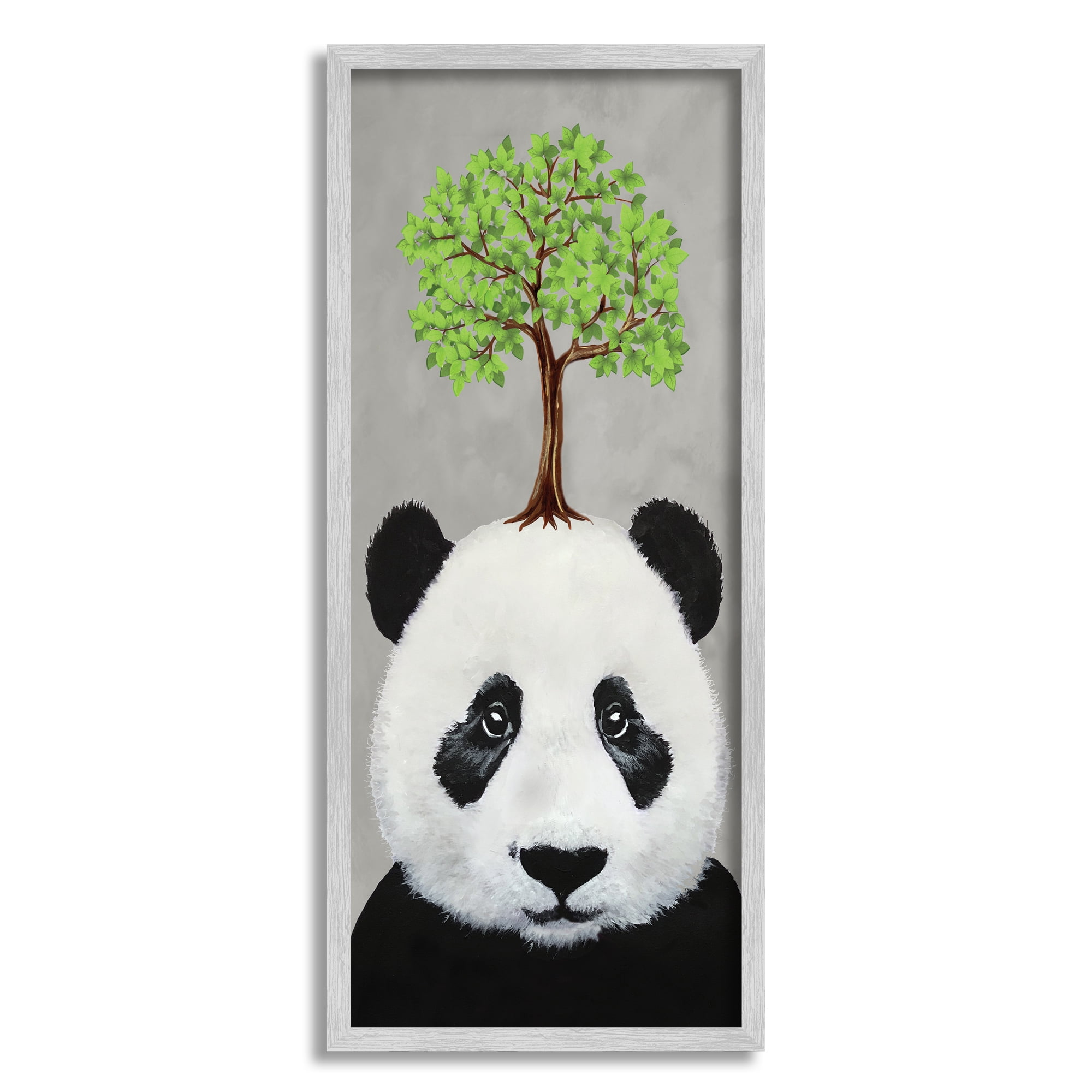 Stupell Industries Panda Bear & Tree Nature Portrait Animals & Insects Painting Gray Framed Art Print Wall Art