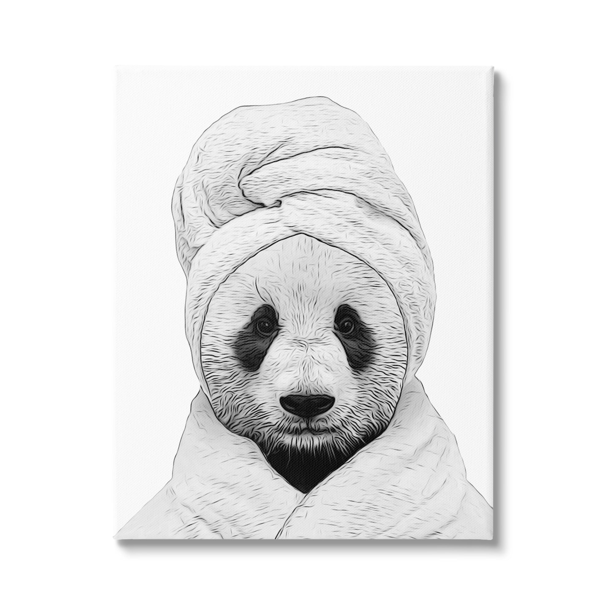 Stupell Industries Panda Bear Wildlife Bathroom Robe Animals & Insects Painting Gallery Wrapped Canvas Print Wall Art