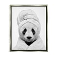 thumbnail image 1 of Stupell Industries Panda Bear Wildlife Bathroom Robe Animals & Insects Painting Gray Floater Framed Art Print Wall Art, 1 of 6