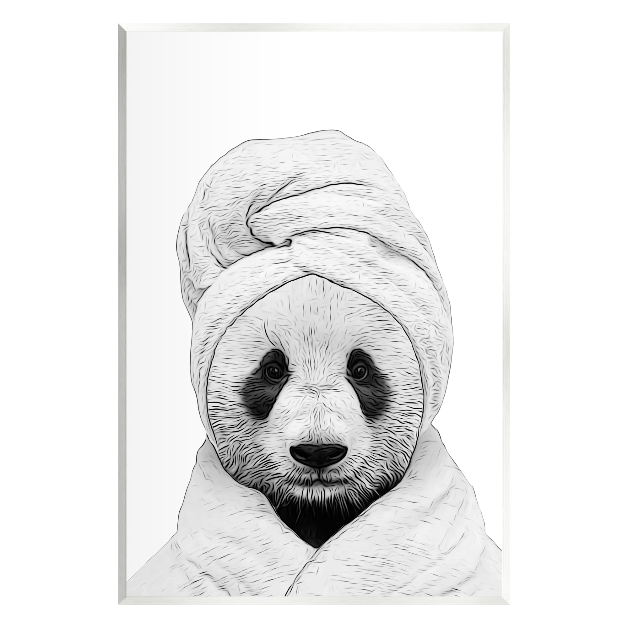Stupell Industries Panda Bear Wildlife Bathroom Robe Animals & Insects Painting Unframed Art Print Wall Art
