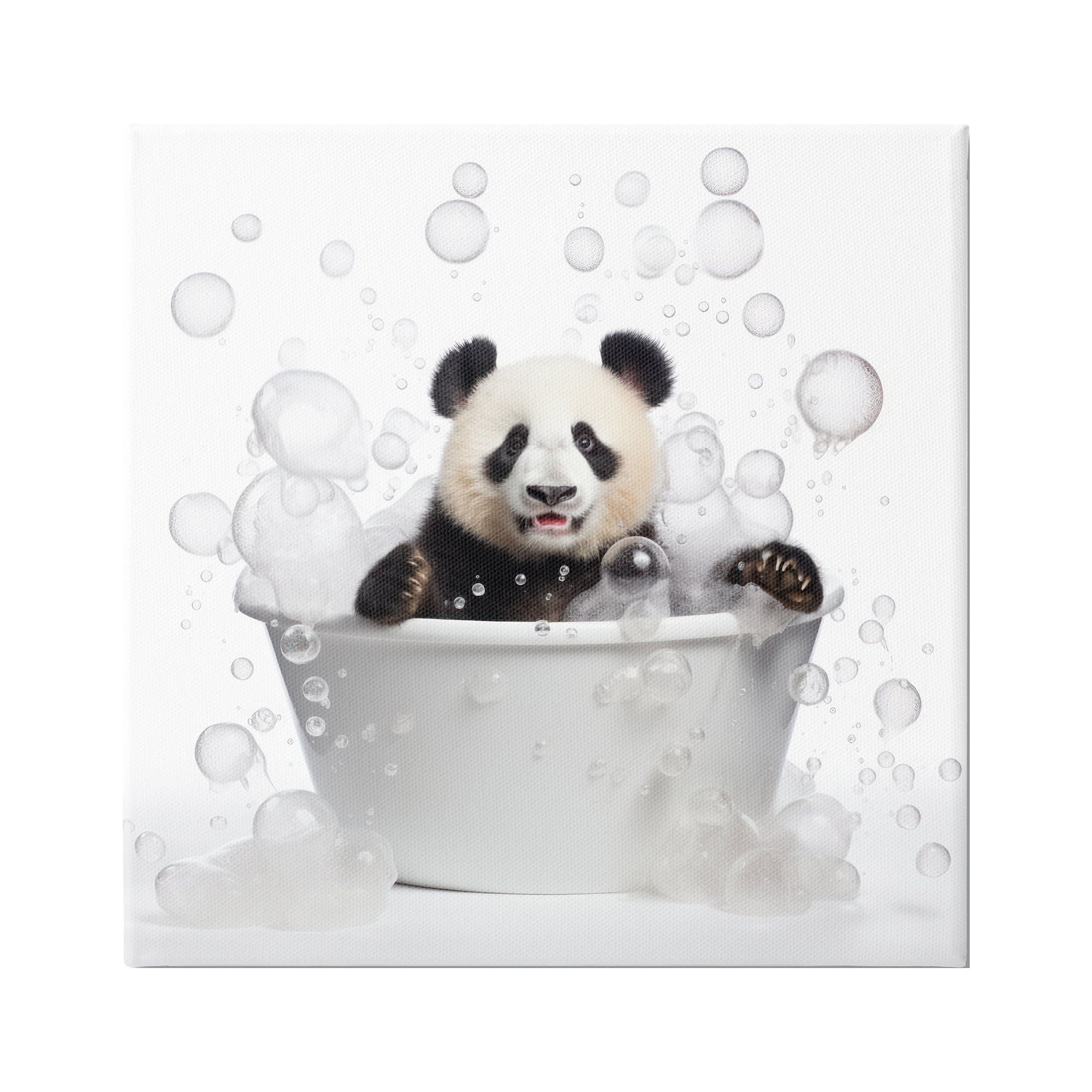 Stupell Industries Panda Bubble Bath Animals & Insects Painting Gallery Wrapped Canvas Art Print Wall Art, 30 x 30