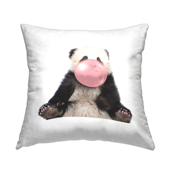 Stupell Industries Panda & Bubblegum Animal Square Decorative Printed Throw Pillow, 18 x 18