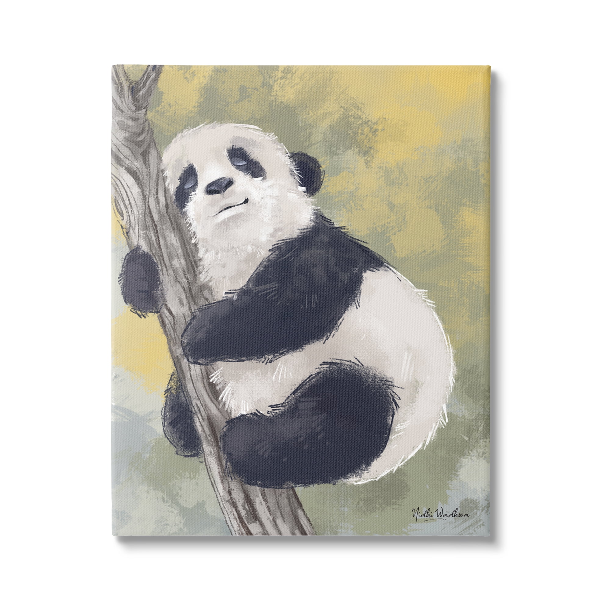 Stupell Industries Panda Cub on Branch Animals & Insects Painting Gallery Wrapped Canvas Print Wall Art, 36 x 48