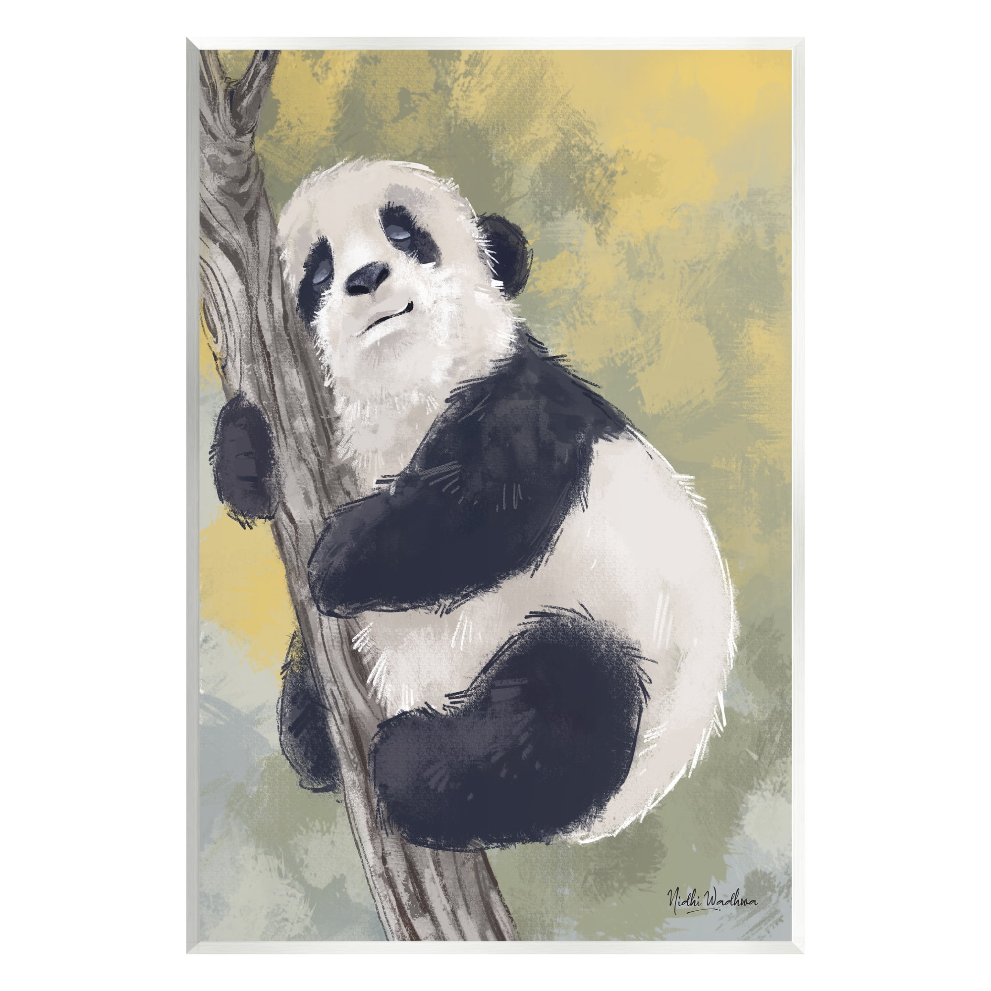 Stupell Industries Panda Cub on Branch Animals & Insects Painting Unframed Art Print Wall Art, 10 x 15