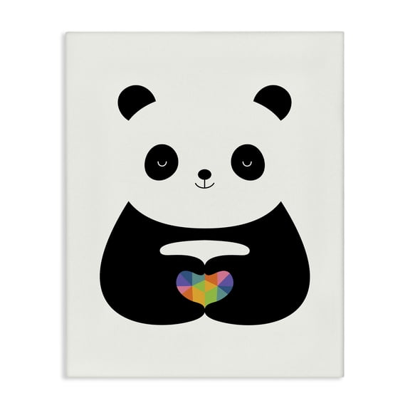 Stupell Industries Panda & Geometric Heart Animals Painting Wrapped Canvas Canvas Art Print Wall Art, 24 x 30