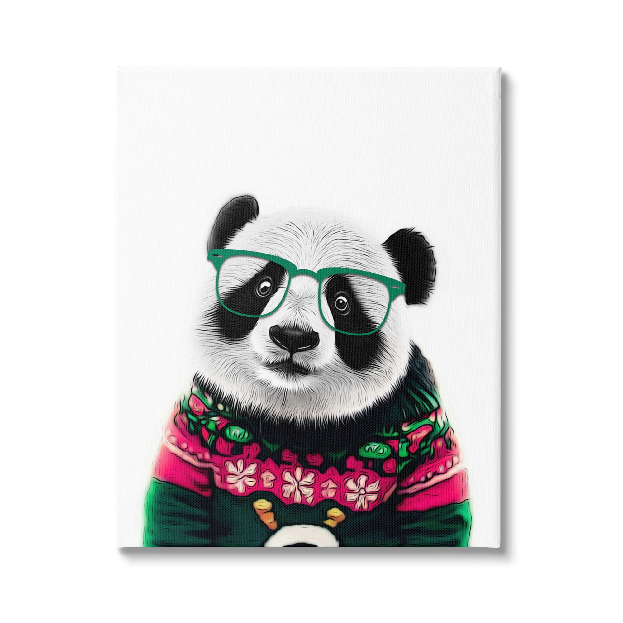 Stupell Industries Panda in Holiday Sweater Holiday Painting Gallery Wrapped Canvas Art Print Wall Art, 30 x 40