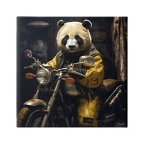 Stupell Industries Panda on Motorcycle Animals & Insects Painting Gallery Wrapped Canvas Art Print Wall Art, 17 x 17