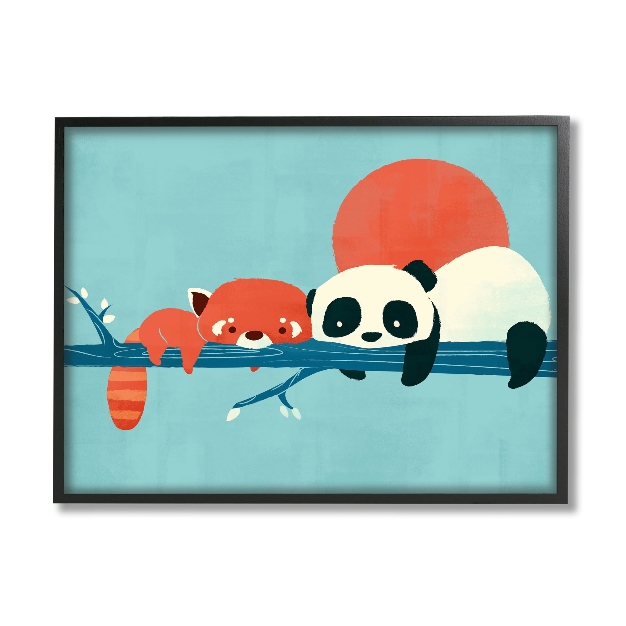 Stupell Industries Pandas on Branch Animals & Insects Painting Black Framed Art Print Wall Art, 14 x 11
