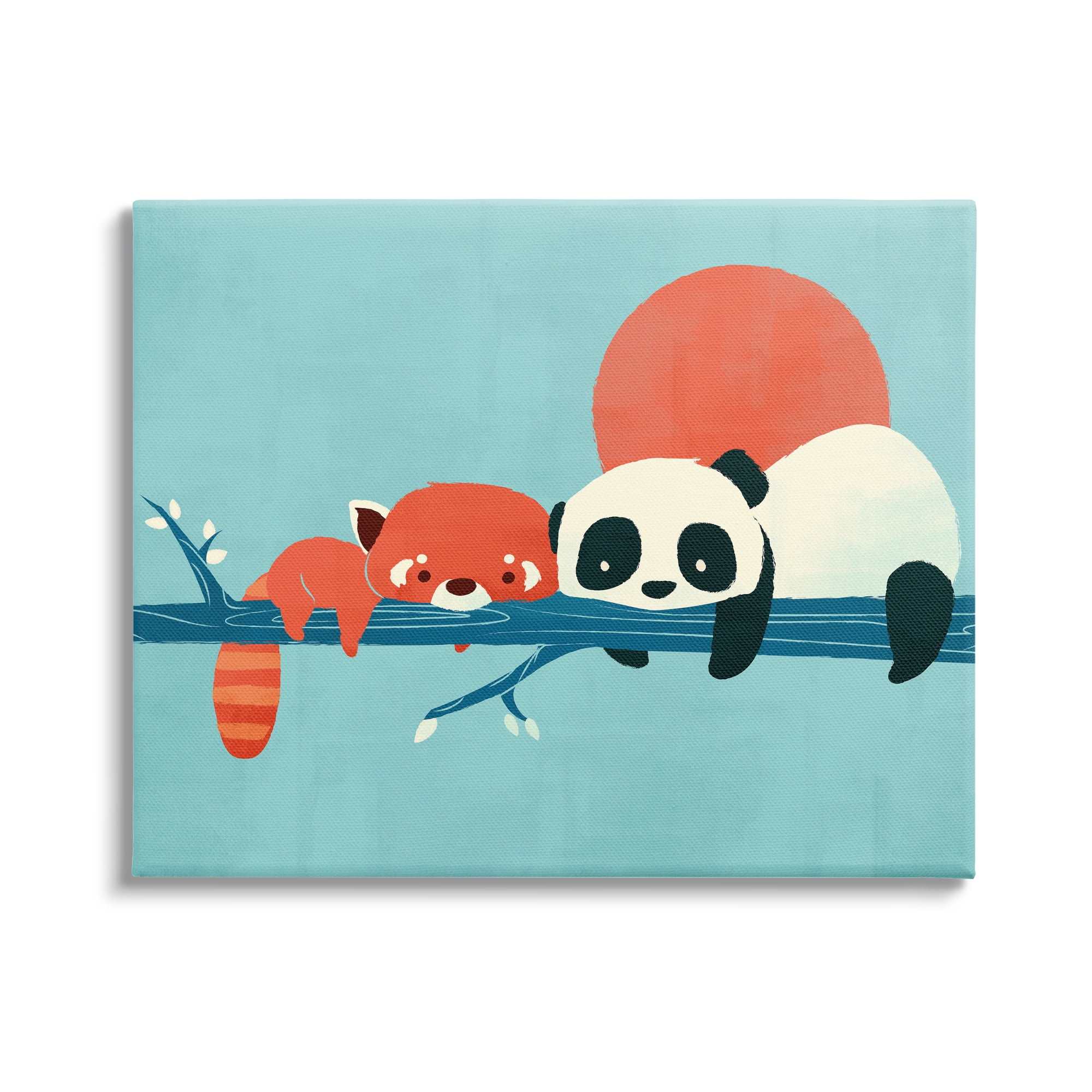Stupell Industries Pandas on Branch Animals & Insects Painting Gallery Wrapped Canvas Art Print Wall Art, 48 x 36