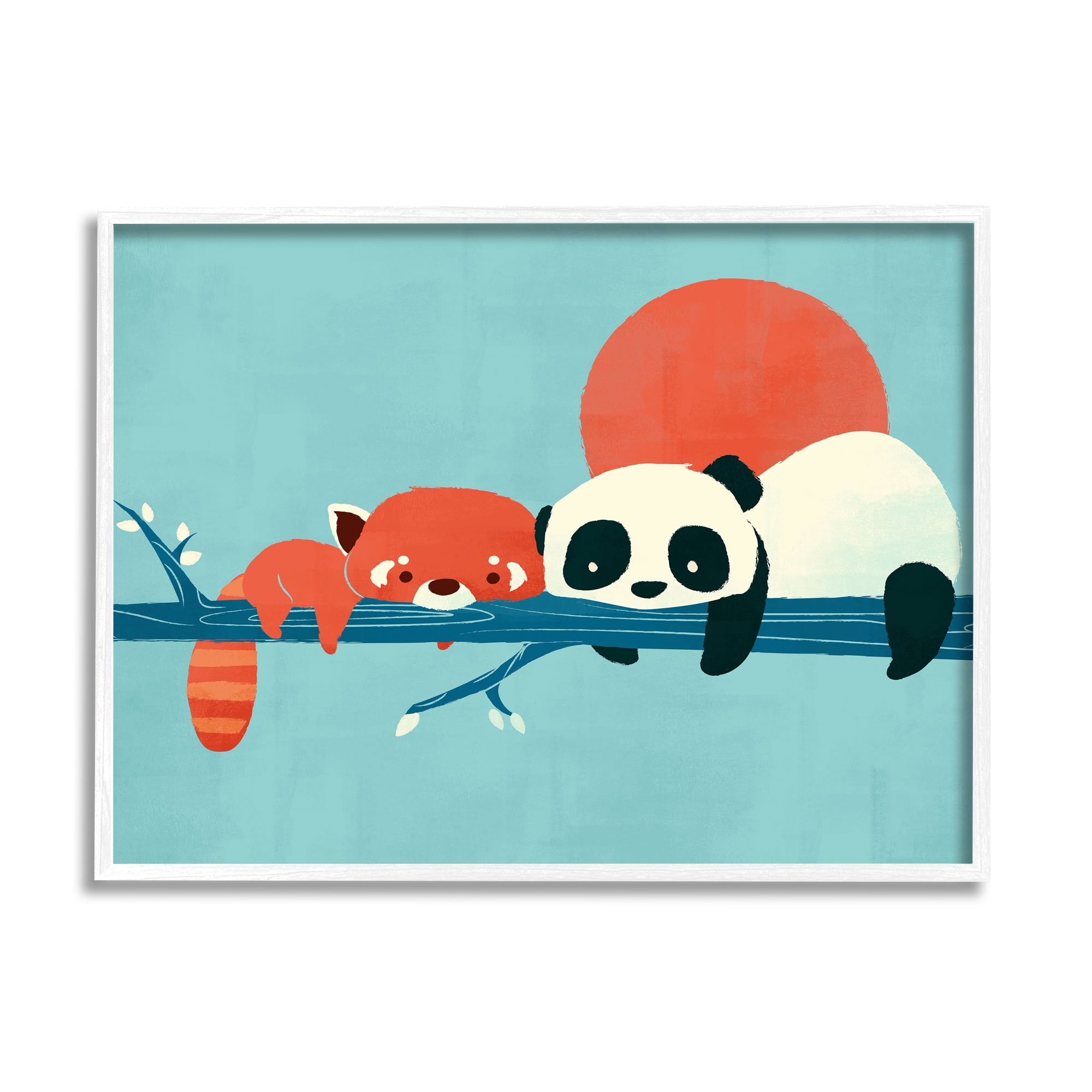 Stupell Industries Pandas on Branch Animals & Insects Painting White Framed Art Print Wall Art, 20 x 16