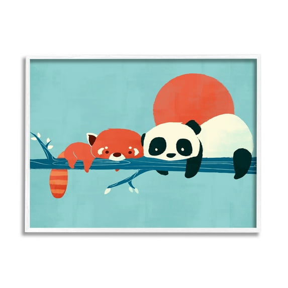 Stupell Industries Pandas on Branch Animals & Insects Painting White Framed Art Print Wall Art, 30 x 24