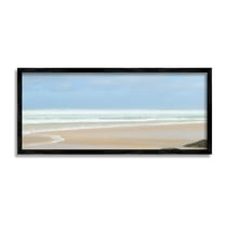 Stupell Industries Panoramic Abstract Shoreline Landscape Painting Black Framed Art Print Wall Art, 24 x 10