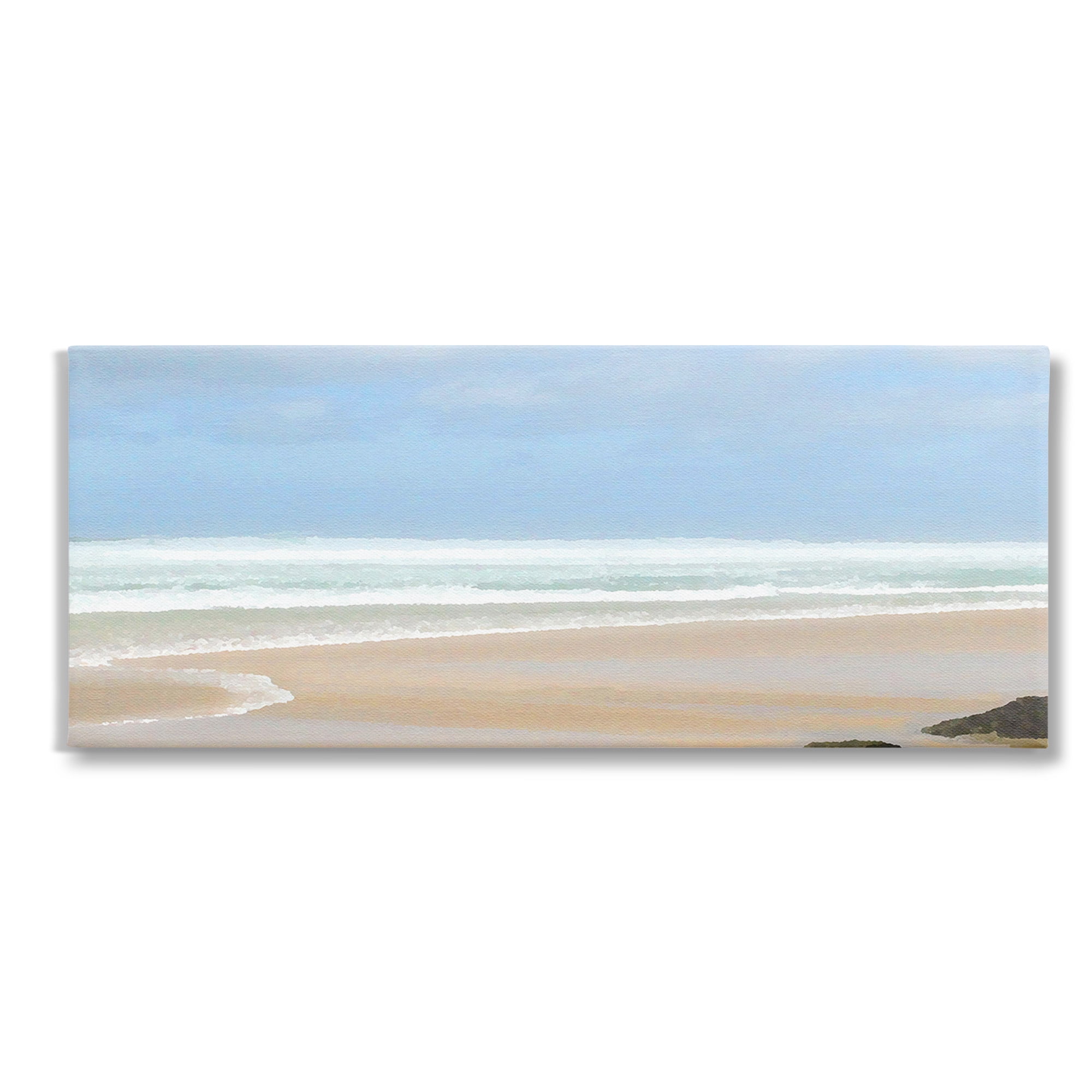 Stupell Industries Panoramic Abstract Shoreline Landscape Painting Gallery Wrapped Canvas Art Print Wall Art, 24 x 10