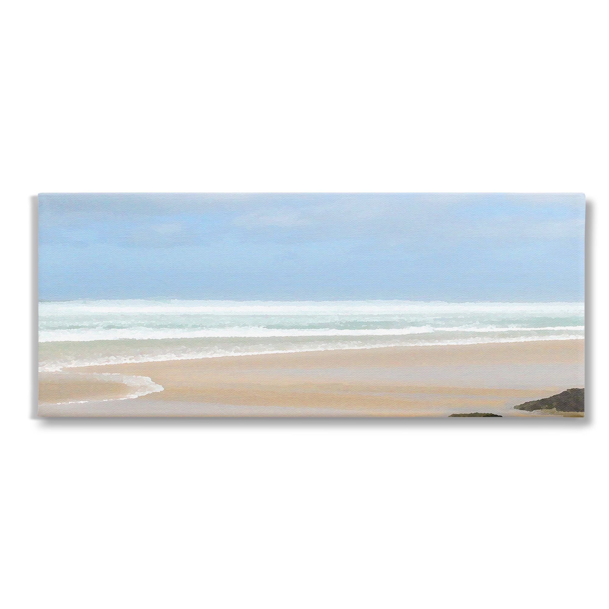 Stupell Industries Panoramic Abstract Shoreline Landscape Painting Gallery Wrapped Canvas Art Print Wall Art, 30 x 13