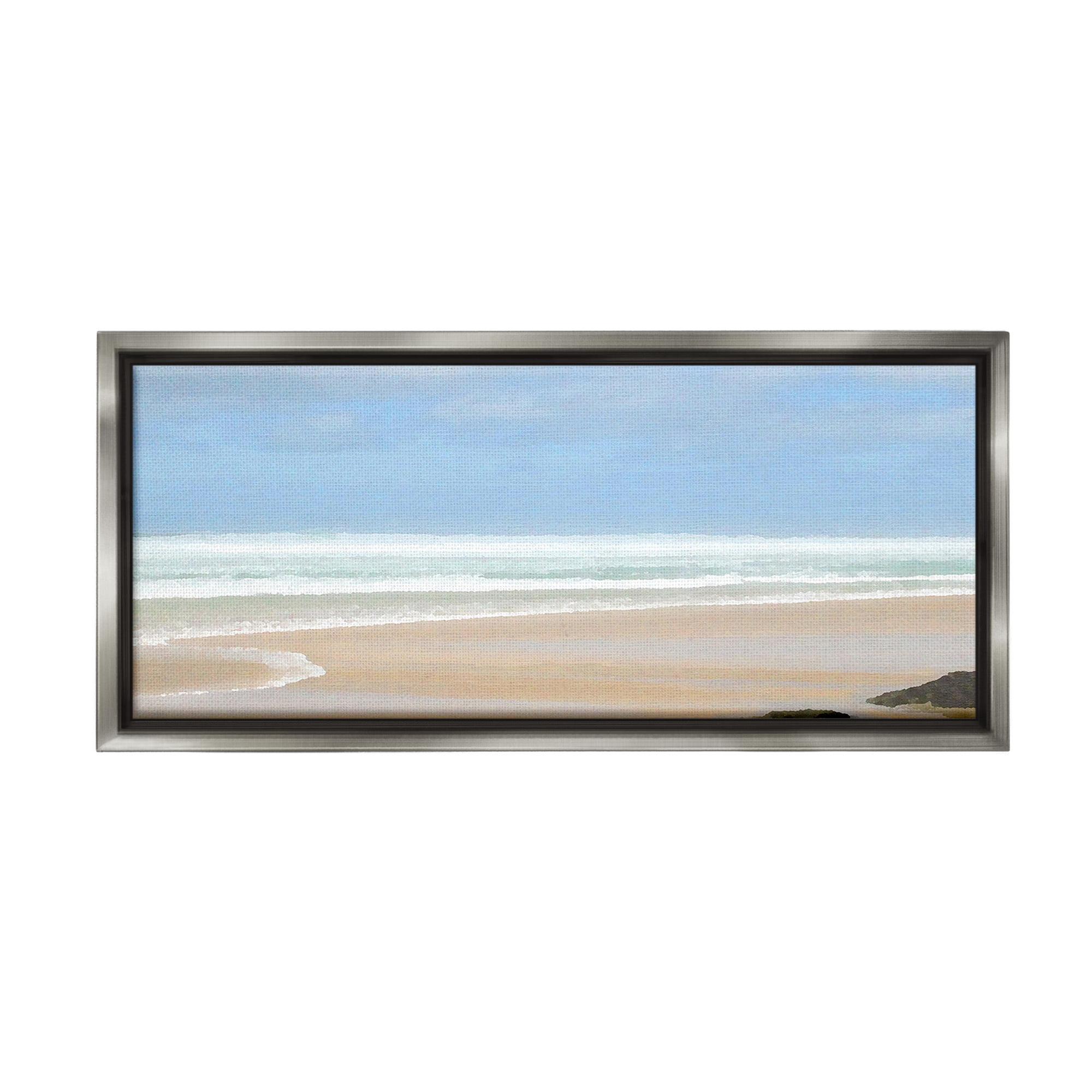 Gray Framed Panoramic Abstract Shoreline Canvas Print, 25 x 11
