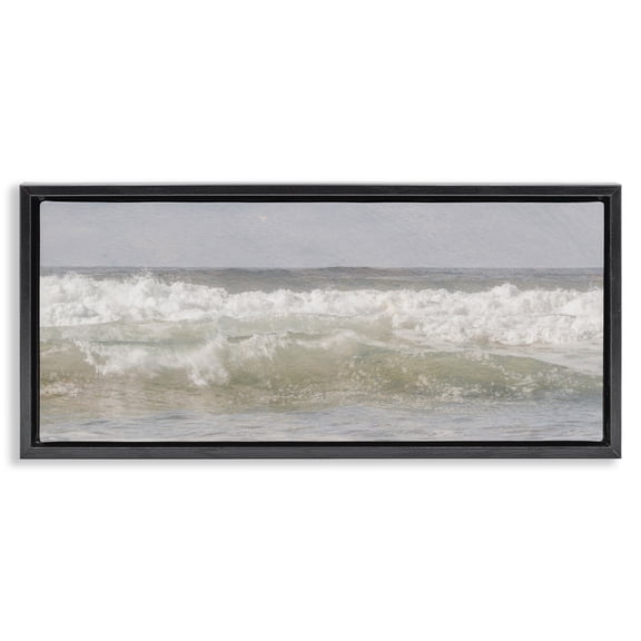 Stupell Industries Panoramic Breaking Waves Black Framed Floater Canvas Wall Art, design by Melissa McClain
