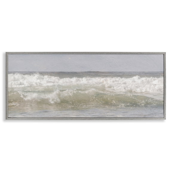 Stupell Industries Panoramic Breaking Waves Gray Framed Giclee Art, design by Melissa McClain