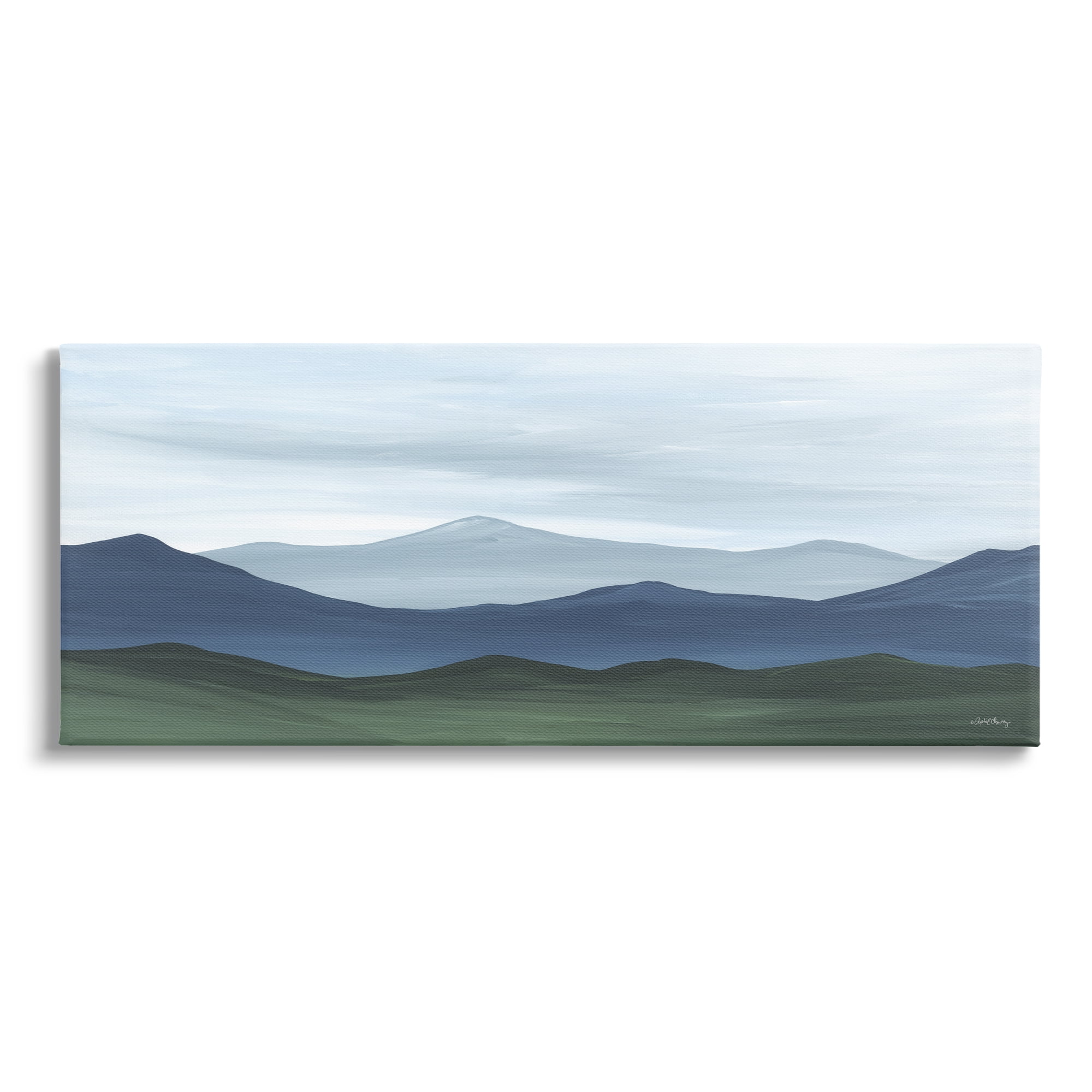 Stupell Industries Panoramic Distant Grasslands Blue Mountain Landscape Photography Gallery-Wrapped Canvas Print Wall Art, 48x20, by April Chavez