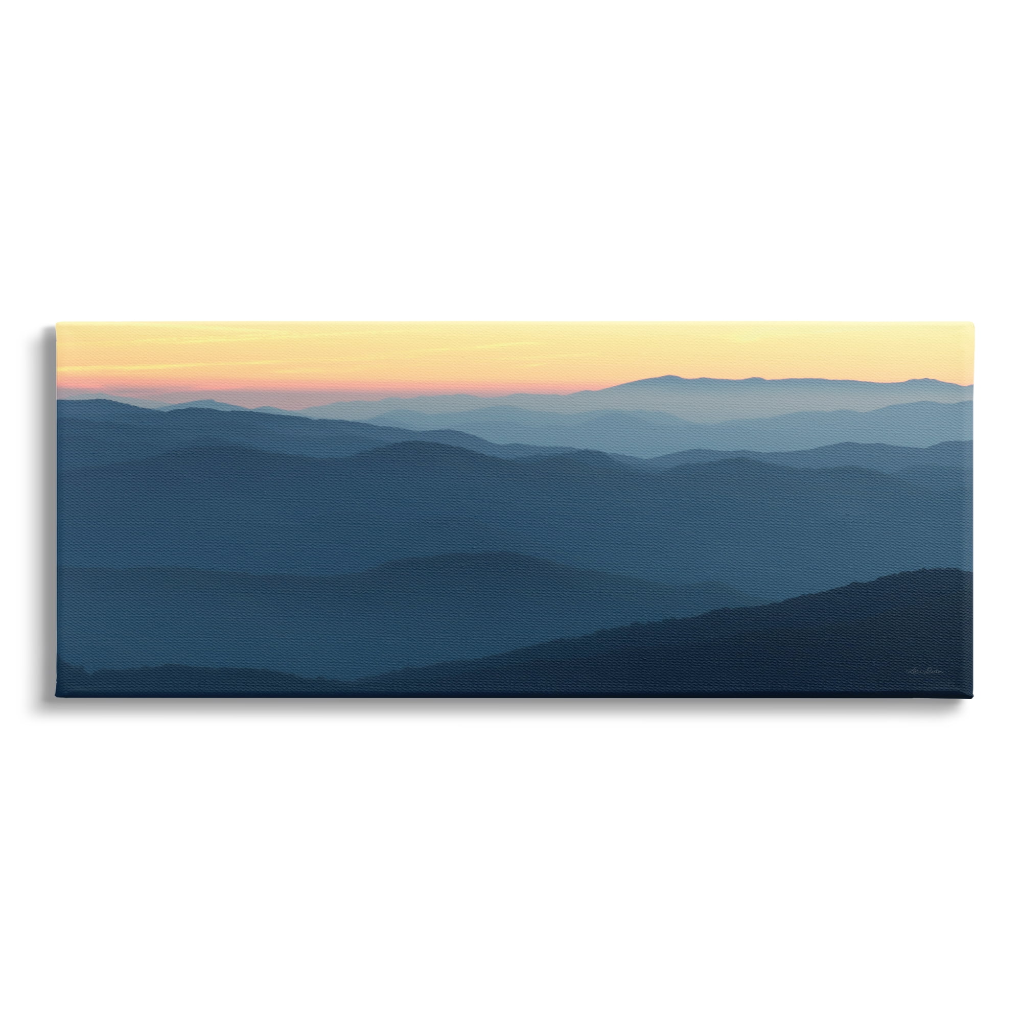 Stupell Industries Panoramic Horizon Sunset Sunrise Blue Mountain Range , 30 x 13, Design by Lori Deiter
