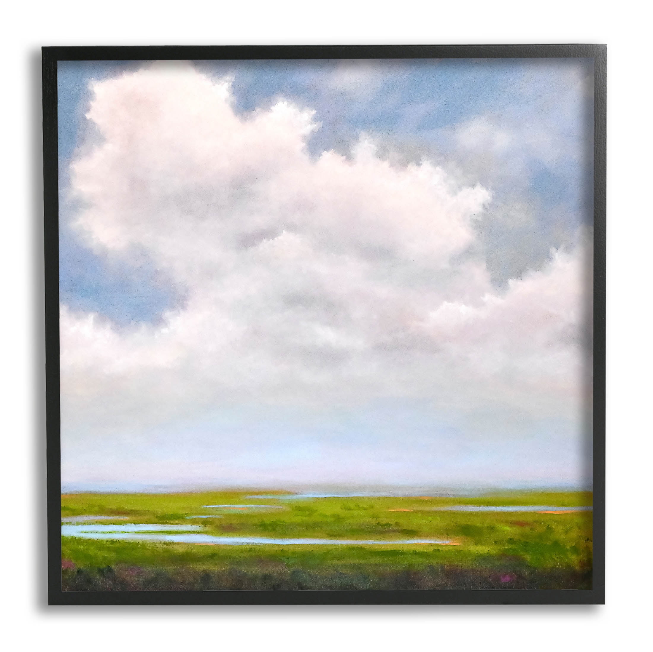 Stupell Industries Panoramic Meadow Horizon Clouds Painting Black Framed Art Print Wall Art, Design by Catherine Andersen