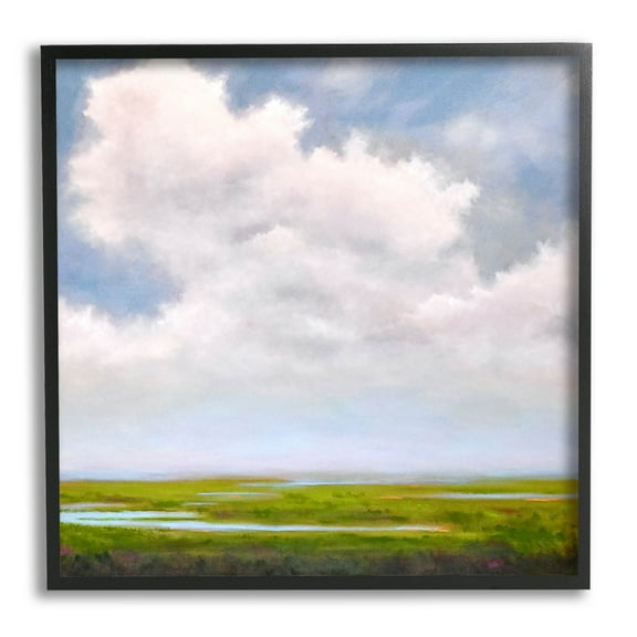 Stupell Industries Panoramic Meadow Horizon Clouds Painting Black Framed Art Print Wall Art, Design by Catherine Andersen