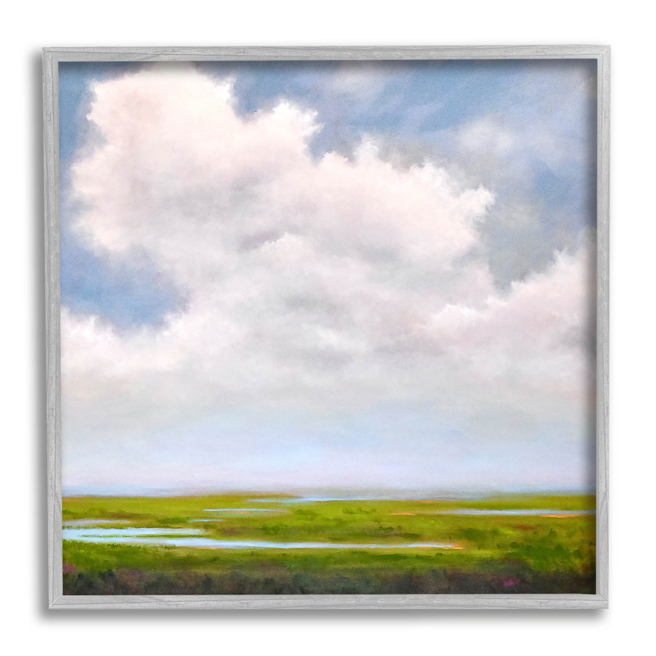 Stupell Industries Panoramic Meadow Horizon Clouds Painting Gray Framed Art Print Wall Art, Design by Catherine Andersen