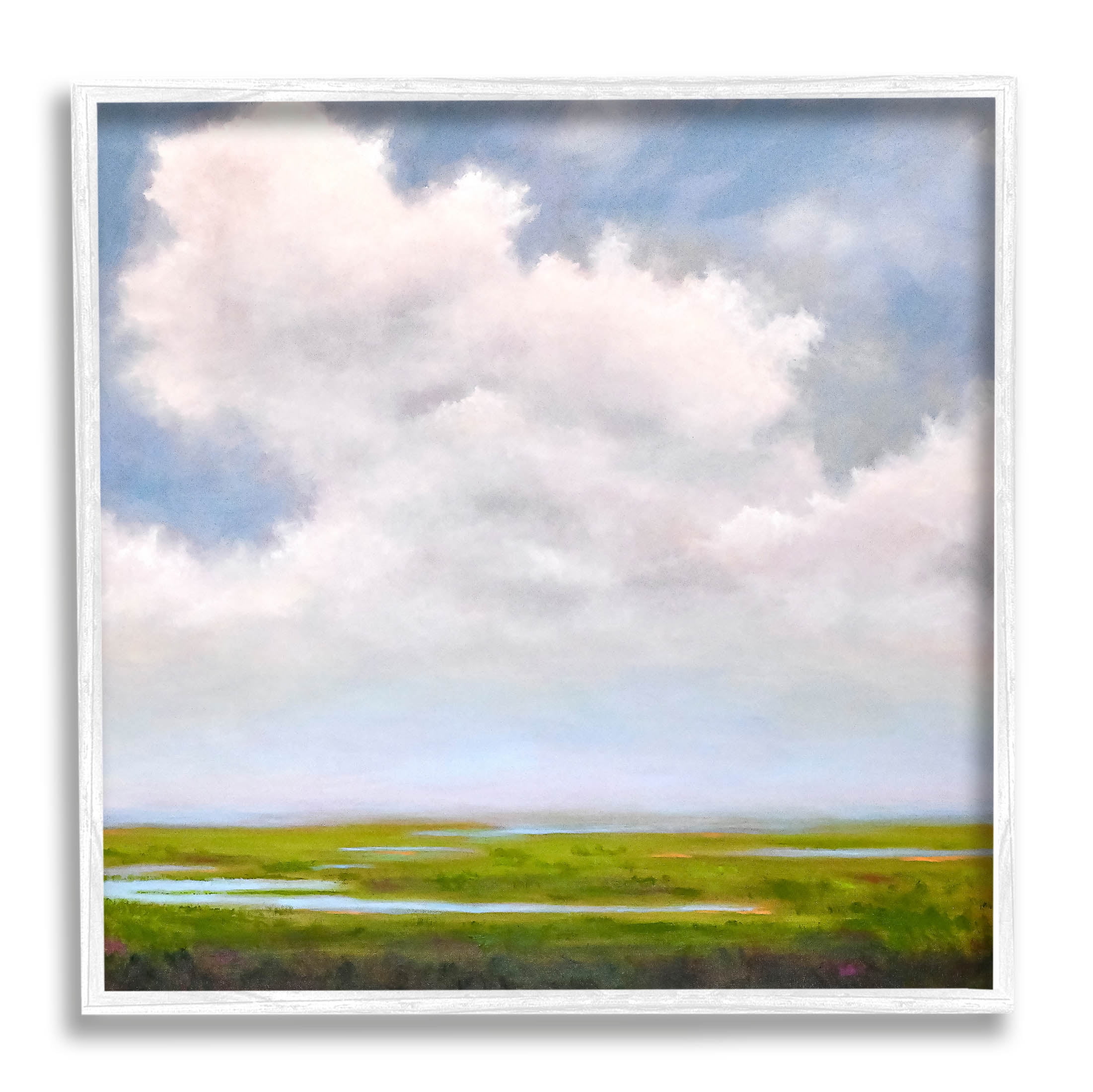 Stupell Industries Panoramic Meadow Horizon Clouds Painting White Framed Art Print Wall Art, Design by Catherine Andersen