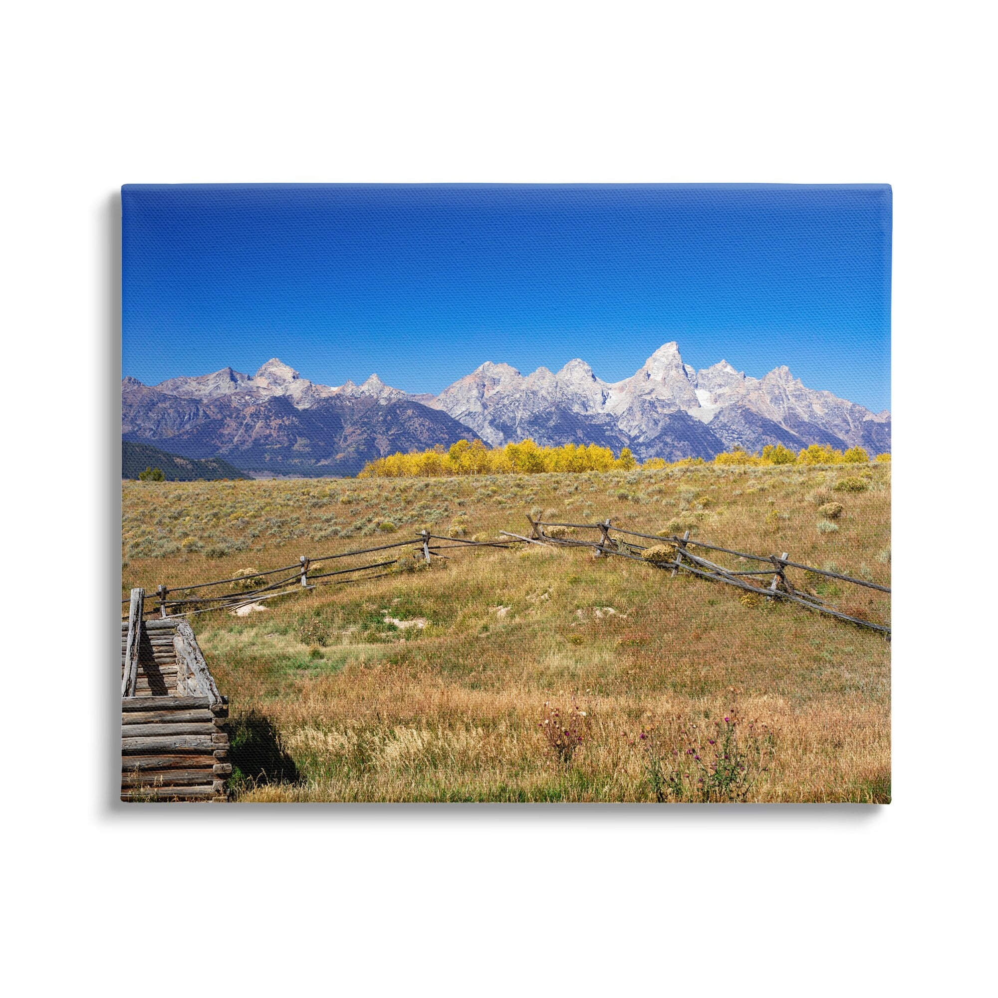 Stupell Industries Panoramic Mountain Peaks Countryside Fence Grassland Field Canvas Wall Art, 40 x 30, Design by Daniel Sproul