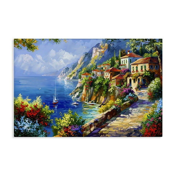 Stupell Industries Panoramic Mountain View Scenic & Cityscapes Painting Wrapped Canvas Art Print Wall Art, 36 x 24