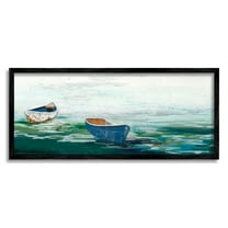 Stupell Industries Panoramic Ocean Waves Two Drifting Rowboats Scene Painting Black Framed Art Print Wall Art, Design by Stacy Gresell