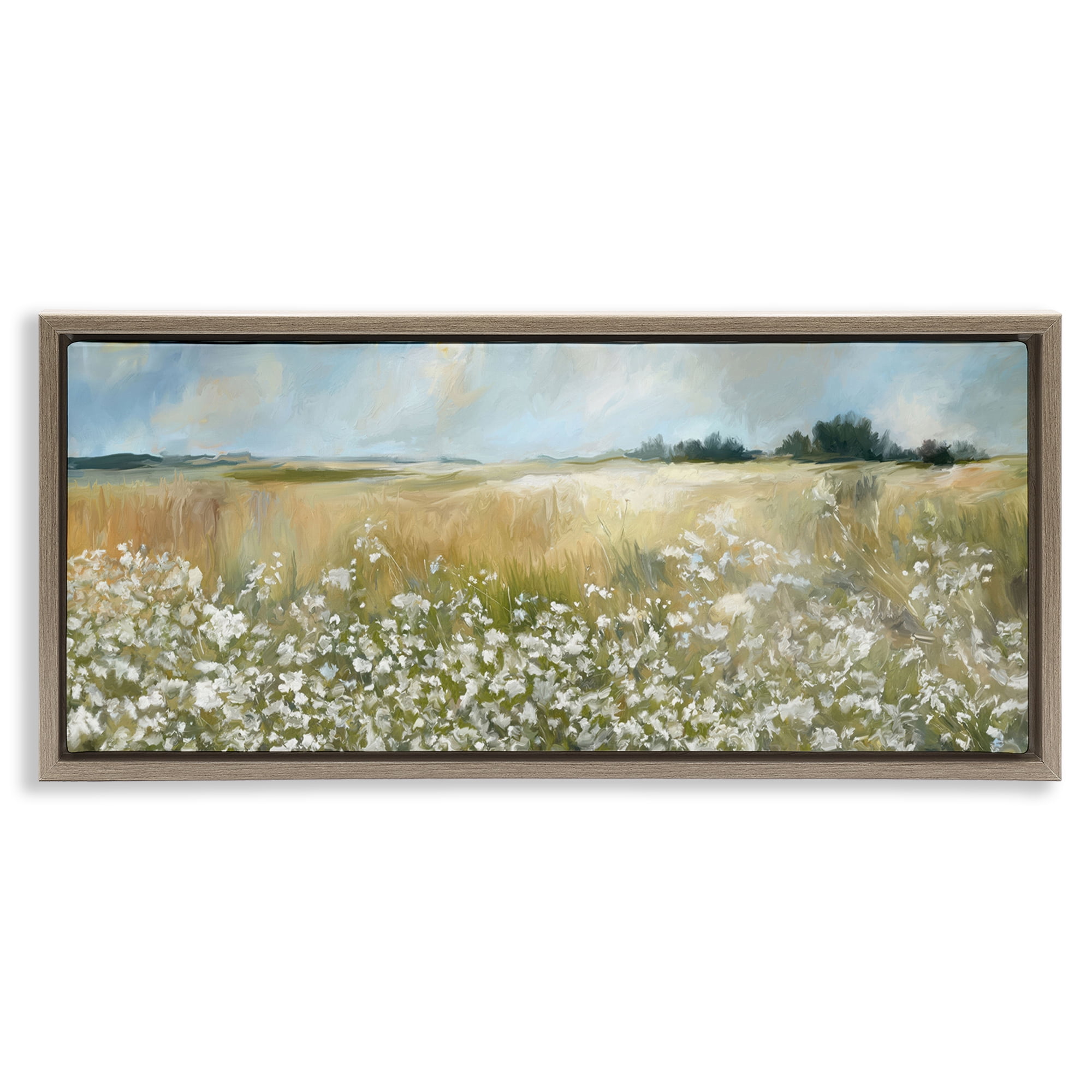 Stupell Industries Panoramic Prairie Horses Landscape & Nature Photography Brown Floater Framed Canvas Art Print Wall Art, 25 x 11